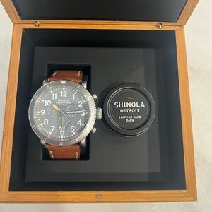 Shinola Detroit Argonite 5050 Chronograph Men’s Watch Brown Leather Strap w/ Box